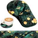 EYROZILL 3 in 1 Ergonomic Mousepad and Keyboard Wrist Rest, Mouse Pad with Wrist Support Massage Design, Keyboard Wrist Rest and Mouse Pad Set for Home Office (Green Bee)