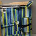 Caribbean Joe Folding Beach Chair, 4 Position Portable Backpack Foldable Camping Chair with Headrest, Cup Holder, and Wooden Armrests, 300 lb Capacity (Blue, Lime Stripe)