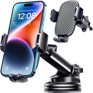 Phone Mount for Car Phone Holder [Military-Grade Suction & Stable Clip] Car Phone Holder Mount Windshield Dashboard Air Vent Universal Automobile Mount Fit for All Dash Mounting Kits iPhone