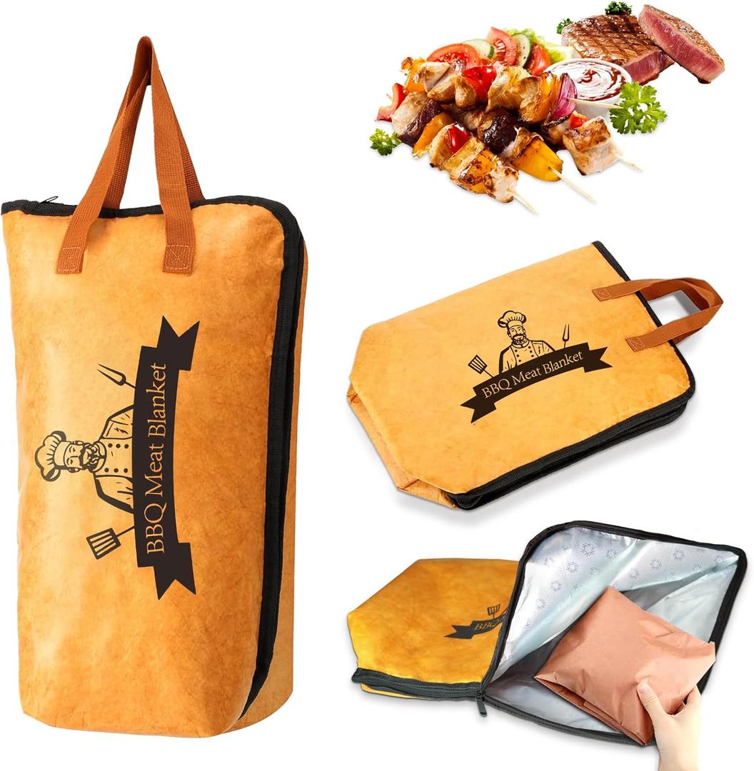 21 Inch BBQ Blanket for Resting Meat, Reusable Oil-Proof Smoker Grilling Bag with 5-Layer Insulation, Essential BBQ Accessories for Brisket/Beef/Pork Shoulders/Ribs/Turkeys, Gifts for Men