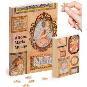 PieceRelax A5 3D Puzzle Journal for Adults, 300 Piece Plastic Jigsaw Book Cover (Includes Notebook) - Alphonse Mucha - The Art Palace, Unique Gift [YA1058]