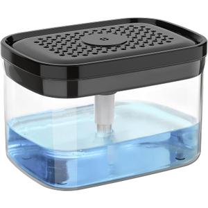 MR.SIGA Dish Soap Dispenser for Kitchen,2 in 1 Premium Sponge Holder, Dishwashing Soap Pump Dispenser for Countertop, Black