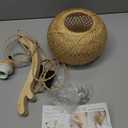 Frideko Bamboo Lantern Plug in Wall Sconces Wicker Wall Lamp with Plug in Cord Hand Woven Rattan Wall Light Farmhouse Rustic Wall Sconces Boho Sconces Wall Lighting for Living Room Bedroom