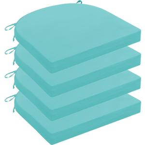Wellsin Outdoor Chair Cushions for Patio Furniture, 3-Year Color Fastness Patio Chair Cushions Set of 4, Water Resistant Round Corner Outdoor Seat Cushions 17"X16"X2", Teal