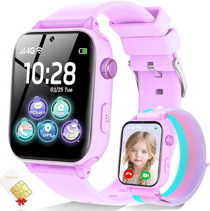 MOKAST Kids Smart Watch Toys for Boys Girls – Children Watch for Kids 412 Years Touch Screen Watches with 15 Games Video Camera Music Player Alarm School Mode Education Birthday Gifts (Violet)