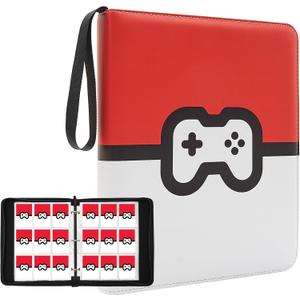 Trading Card Binder 9 Pocket Pages Top Loading 900 Card Storage 3 Ring Design With Zipper Boy's Gift (Red, 900 cards)