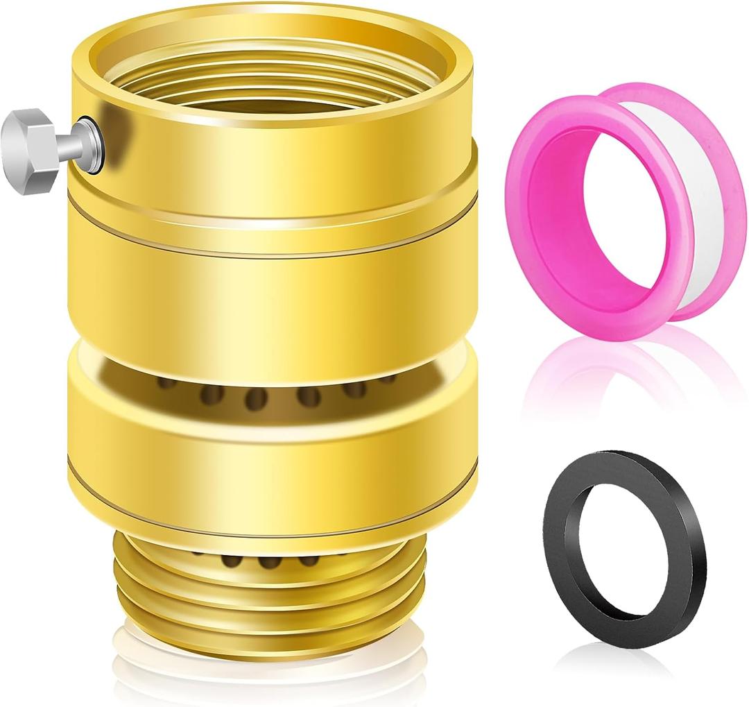 Fine Thread Vacuum Breaker, PK1390 1-1/16" Fine Thread Female No Lead Brass Self-Draining Vacuum Breaker, Hose Bib Vacuum Breaker, Providing you with Healthy Portable Water (NOT fit 3/4" GHT Bibcock) (Gold)