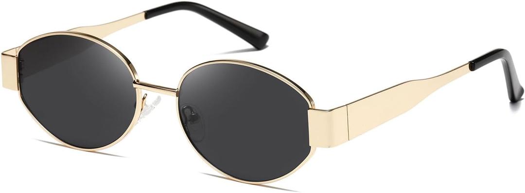 kimorn Retro Oval Sunglasses for Women Men Trendy Sun Glasses Classic Shades UV400 Protection K1653 (Gold/Black)