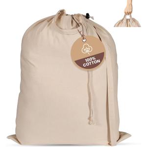 LFH Home Cotton Canvas Extra Large Laundry Bag with Handle, Heavy Duty Drawstring Closure Washable Laundry Bags, School Travel, Home, Hotel, College Dorm, Organizer Sack, 28x40-Natural