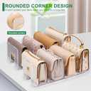 2 Pack Acrylic Purse Organizer for Closet, 8-Slot Bag & Purse Organizer, No Assembly, Clear Handbag Storage Shelf .for Shelf Divider Handbags, Clothes, Sweater