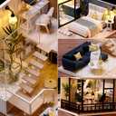 TuKIIE DIY Miniature Dollhouse Kit with Furniture, 1:24 Scale Creative Room Mini Wooden Doll House Accessories Plus Dust Proof & Music Movement for Kids Teens Adults (Satisfied Time)