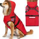 PAWNISAW Dog Winter Coat with Harness Built in, Warm Thick Plush Hooded Dog Snow Jacket for Cold Weather, Windproof Reflective Pet Clothes Outfit for Large Dogs Outdoor