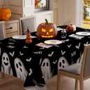 XCHI Spooky Black Ghost Halloween Tablecloth Rectangle Washable Table Covers for Indoor Outdoor Dining Home Party Decorations Table Cloth 60x120 Inch