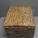 Set of 3 Wicker Storage Baskets with Lid, Large Rectangular Rattan Basket Decorative Boxes, Natural Water Hyacinth Wicker Basket for Shelf Organizer, Nursery Room