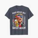Trump Make 4th of July Great Again Men Drinking Beer Funny T-Shirt, XL