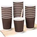 12 oz Disposable Coffee Paper Cup 600 Count with Stirrers But No Lids, Heat Resistant Double Wall Paper Espresso Cups for Hot Drinks, Ripple Paper Tea Cups for Birthday Halloween Christmas Party