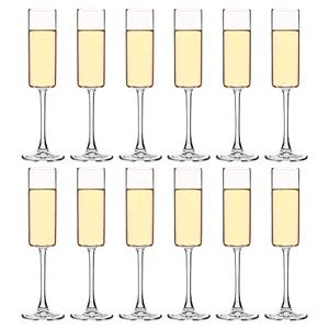 YANGNAY Cylinder Champagne Flutes, Champagne Flute Glass Set of 12, Clear Champagne glasses for Party, Home, Restaurant Use, 6 oz Capacity