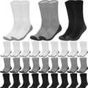 Usavemo 30 Pairs Mens Crew Athletic Socks Cushion Running Ourdoor Sports Work Socks for Men Size 10-13 (Black, L)