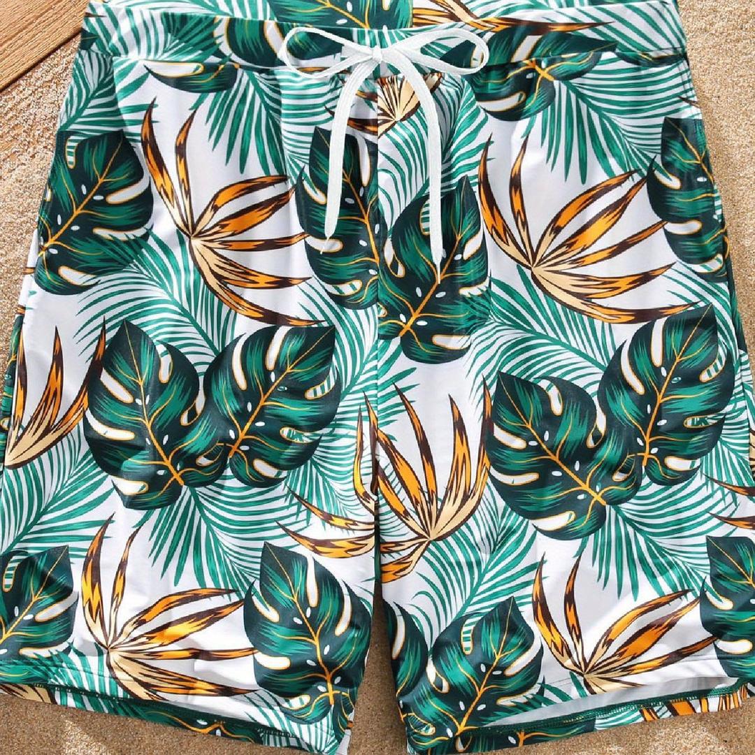 Beach Shorts Lightweight Elastic Waist Drawstring Casual Board Short with Pockets, M, 2 pcs