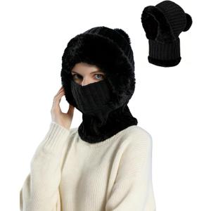 3 in 1 Beanie Hat with Scarf and Mask,Balaclava for Women,Women's Outdoors Windproof Scarf Hat,Essential for Going Out.