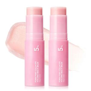 2pc Pink Collagen Volume Multi Balm | All In One Volufiline, PDRN, NAD Stick for Youthful-Looking, Helping Look of Fine Lines, Firming Care, Anti-Aging Care | For Under-Eyes, Neck, Forehead