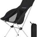TSE HC100 Camping Chair, 3.36lbs Lightweight Folding Chair with Cup Holder, Portable and Easy to Carry for Camping, Beach, Hiking, Urbain, Festival or Garden (Silver)