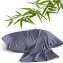 2 Pack Cooling Pillowcases for Hot Sleepers & Night Sweats, 400 TC Bamboo Viscose Pillow Protectors, Zippered Pillow Cases King Size, Breathable Silky Soft Pillow Covers, Dark Grey, 20x36