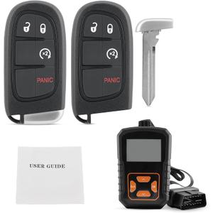 2pcs Car Key Fob Kit Compatible for 2013-2017 RAM 1500, 2500, 3500,Car Keyless Entry Remote Control,3+1 Button,56046956,GQ4-54T