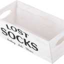 Blulu Lost Socks Basket Sign Farmhouse Laundry Room Decor and Accessories Lost Socks Bin Hanging Wall Storage Organization for Laundry Room Storage(White)