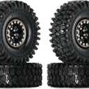 INJORA 1.0 Brass Beadlock Tires Set 4PCS Tires for 1/18 TRX4M 1/24 RC Crawler Car Axial SCX24 FMS FCX24 Gladiator Bronco C10 JLU Deadbolt B17 Upgrade (W1005-T1011)
