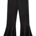 WDIRARA Girl's Flare Pants High Waisted Elastic Waist Bell Bottom Casual Pants Black, 9Y