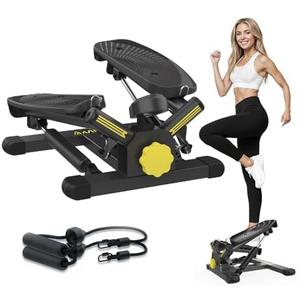 ZIWWVY Stepper Machine with Resistance Bands, Mini Stepper with 300LBS Weight Capacity, Twist Stepper for Full Body Workout, Adjustable Step Height, Smooth and Quiet, Step Machine for Men Women