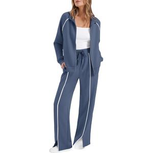 Sampeel Two Piece Outfits for Women 2025 Fashion Lounge Sets Matching Sets Fashion Clothing Travel Airport Vacation Clothes Blue L