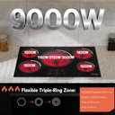 30 Inch Electric Cooktop 9000W High Power, 240V Hard Wired | 30 Inches 5 Burners Ceramic Stove with Large Tripple Ring, Timer, Safety Lock, Cut-out Size: 29.13" x 19.29", Built-in