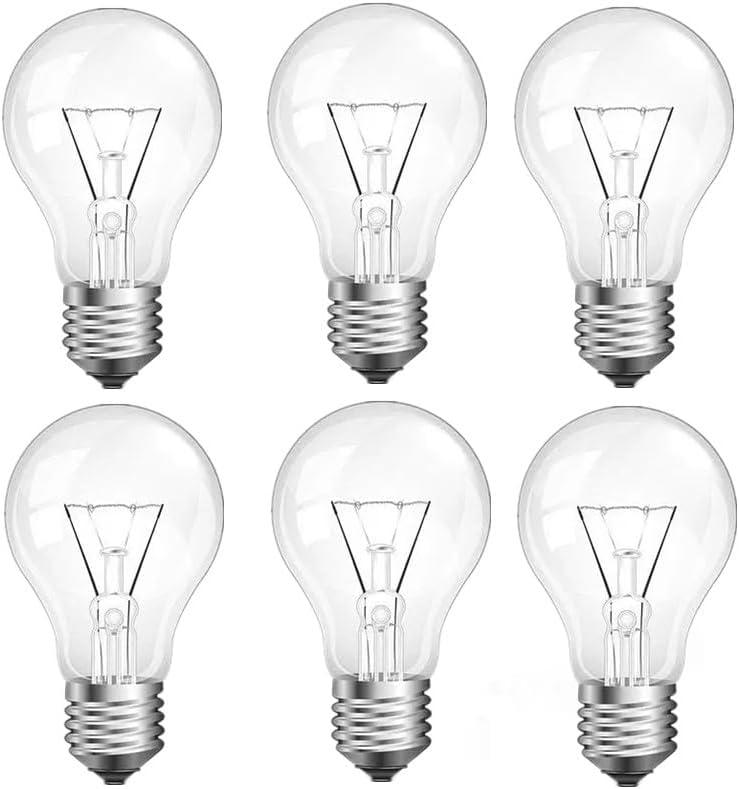 100 Watt Incandescent Light Bulbs, A19 Clear Incandescent Rough Service Light Bulb,A19 100 WATT Incandescent Bulb Shatter Resistant Rough Service Light Bulb 100 WATTS A19 Shape (6)