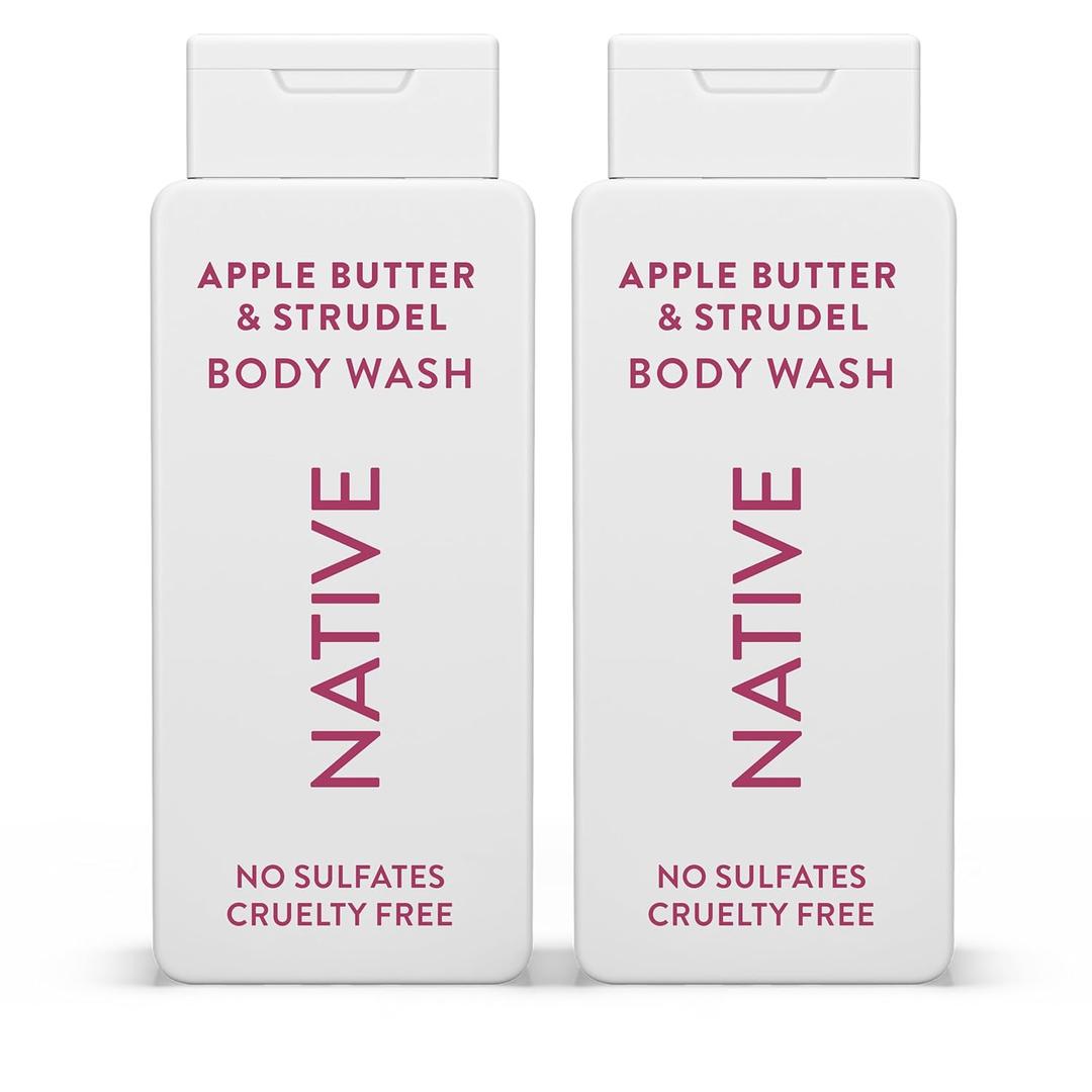 Native Body Wash with Naturally Derived Ingredients - Apple Butter and Strudel - For Women & Men, Sulfate, Paraben, & Dye Free Leaving Skin Soft and Hydrating | Fall Bundle, 18 oz - 2Pk (9 Fl Oz (Pack of 2))