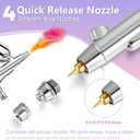 Gyfent Airbrush Kit, Airbrush Gun with 4 Quick-Release Nozzle Sets(0.2/0.3/0.5/0.8mm) Dual-Action Gravity Feed Air Brush with 1/4oz Fluid Cup & 20/40ml Resin Cup for Nail Art Painting Makeup Cake