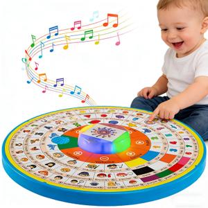 Age 1 2 3 Toddler Learning Words Pronunciation Machine,12 Month+ Kids Early Education Toys,Children Electronic Interactive Point Reader,with Music & RGB Lights,12.83inch Diameter Rotating Wheel