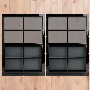 24" x 36" Black Shed Windows 2 Pack,Small Windows with Tempered Glass - Flush Mount | Ultimate Choice for Chicken Coop, Greenhouse, Garage, Playhouse