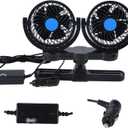Car Fans, 12V Car Cooling Fan with 360° Rotatable Dual Head Stepless Speed Regulation Rear Seat Air Fan for Truck Sedan SUV RV Van Boat