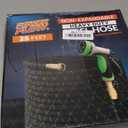 PowerFlow Garden Hose, NON-EXPANDABLE 25 Feet Premium Quality Stainless Steel Metal Water Hose with Durable Fabric Skin, Hose For Commercial, Residential Use, Bonus 10-way Spray Nozzle (25 Ft, Black)