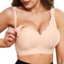 Nursing Bras for Breastfeeding, Ultra Comfort Maternity Bra with Jelly Strip Support, Buttery Soft Seamless Bralette (Medium)