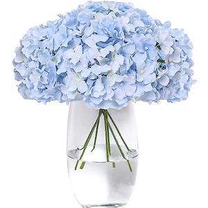 Tifuly Hydrangea Artificial Flowers -30 pcs Realistic Fake Hydrangea Silk Flowers with Stems Faux Hydrangea Flowers Heads for Office Home Party Wedding Centerpiece DIY Floral Decor(Sky Blue)