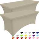 Smiry 2 Pack Spandex Table Cloth 6FT, Elastic Fitted Stretch Tablecloths, Washable and Wrinkle Free Rectangular Patio Table Cover for Outdoor, Wedding, Banquet (Taupe, 72Lx30Wx30H Inch)