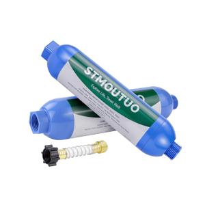 RV Water Filter with Flexible Hose Protector - Greatly Reduces Bad Taste, Chlorine, Odor, Rust & Sediment - Inline Water Hose Filter for RV Camper, Boat, Garden & Pool - 2 Pack