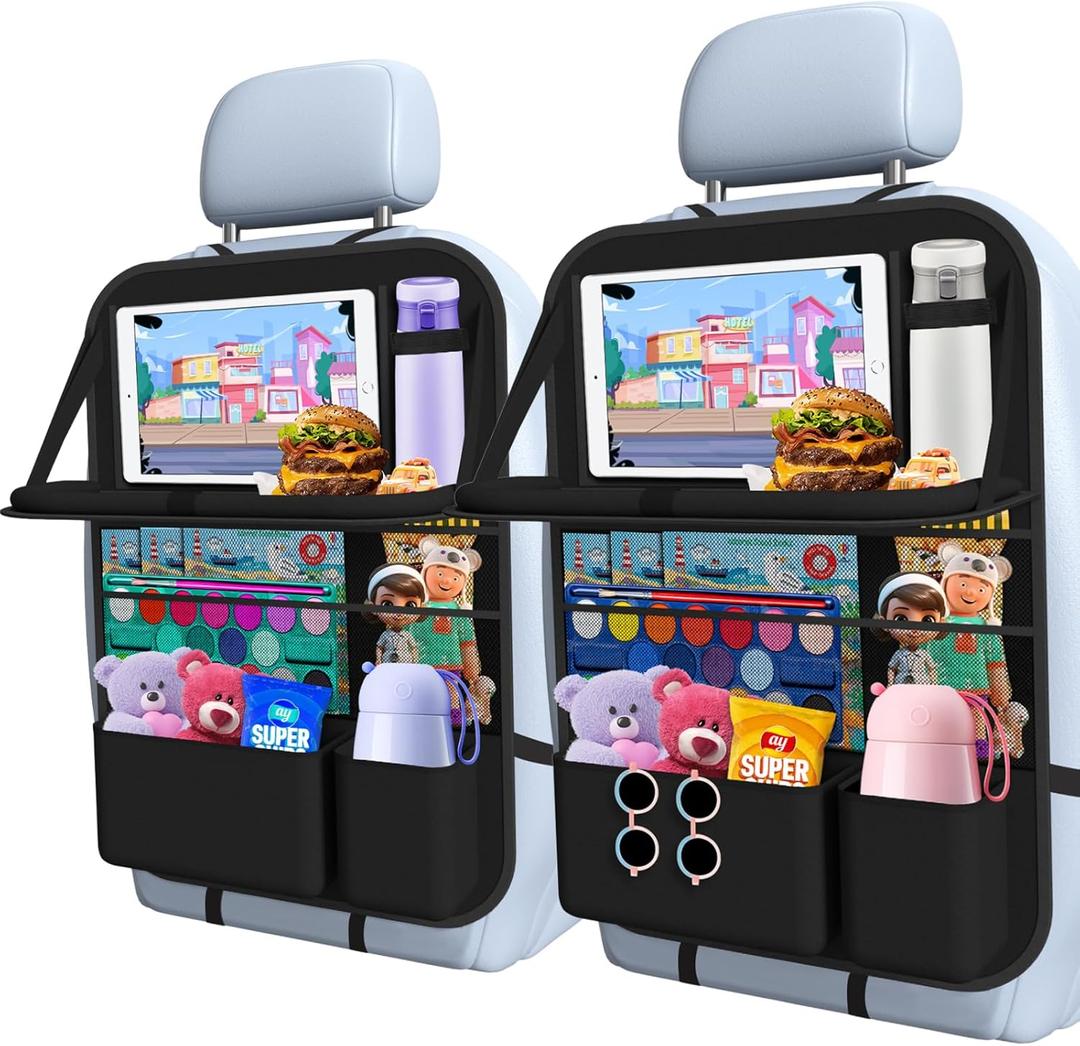 Car Backseat Organizer with Tray, Tablet Holder for Kids Road Trip, 1 pack