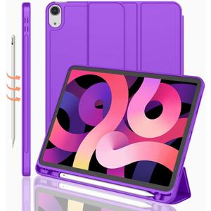 iMieet iPad Air 11 Inch Case M3(2025) / M2 (2024), iPad Air 5th/4th Generation Case 2022/2020 10.9 Inch with Pencil Holder,Trifold Stand Smart Case with Soft TPU Back(Grape Purple)