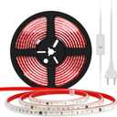 AC 120V LED Strip Lights 3.28 Foot Warm White with US Plug 1M Cuttable LED Lights SMD 2835 110 Volt LED Tape Lights for Bedroom Kitchen Under Cabinet Lighting(Warm White, 3.28ft)