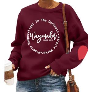 KNEYATTA Women Christian Sweatshirt Faith over Fear Shirt Christian Religious Crewneck Long Sleeve T-Shirt (XL)