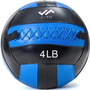 JFit Wall Ball  Premium Soft Weighted Exercise Ball for Strength, Conditioning, Gym & Home Workouts, 4-30 LB (Blue/Black)